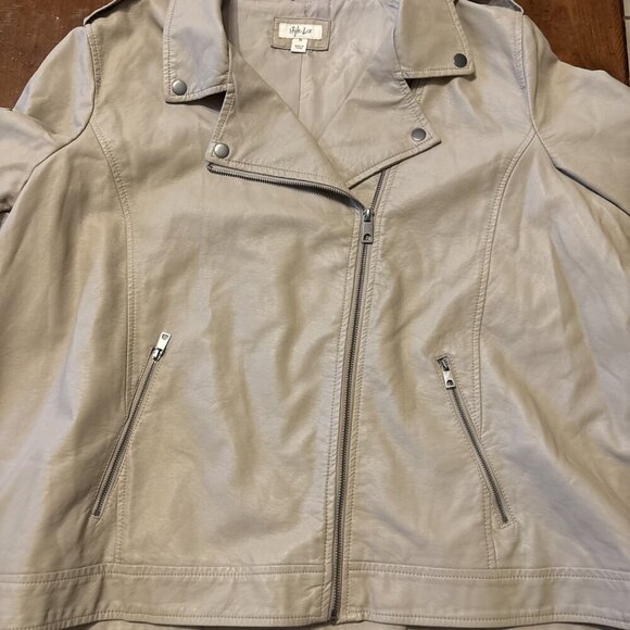 Style & Company Beige Faux Leather Jacket Size 3X NWT - Picture 5 of 8